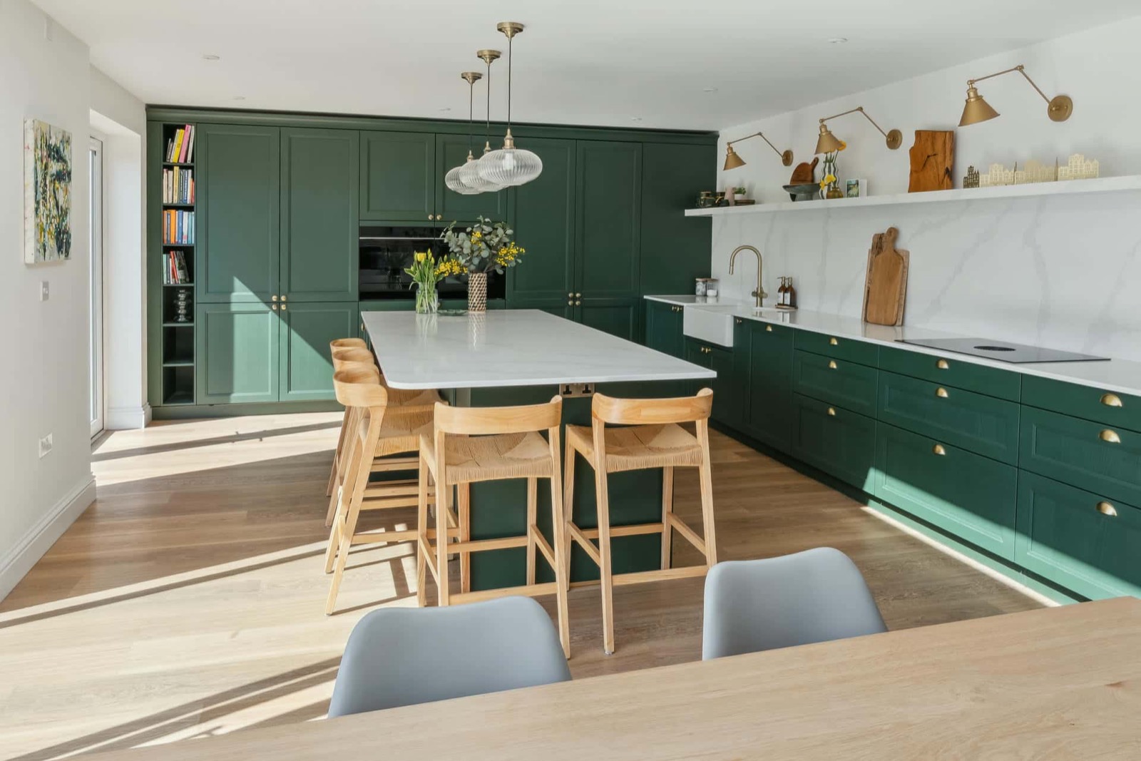 A green German kitchen installed by KitchenSmart