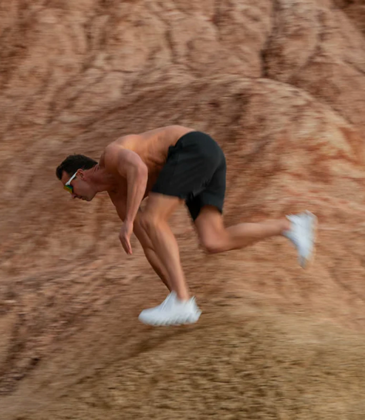 Man running in merino lined natural fibre running shorts